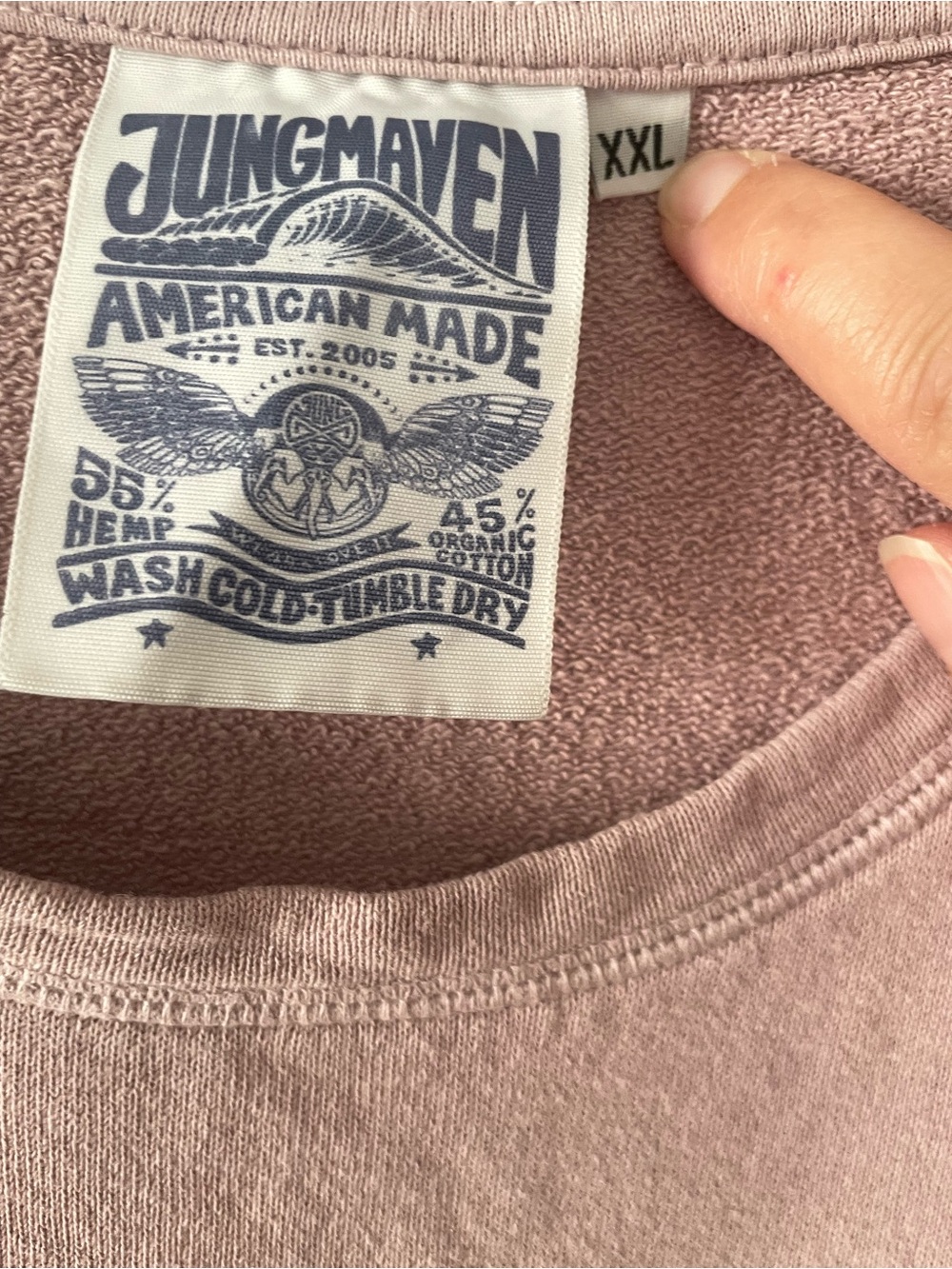 Jungmaven Comfort Wash Pink Long-Sleeve Crewneck Sweatshirt - Picture 3 of 4